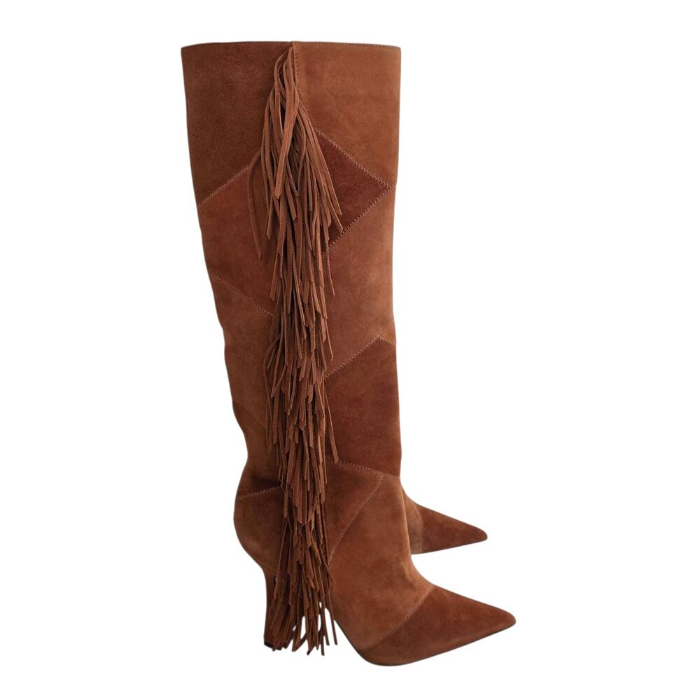 Sam Edelman Cognac Brown Patchwork Suede Leather … - image 5